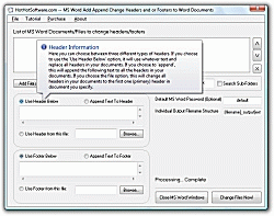 Download MS Word Add Append Change Headers and or Footers to Multiple Word Documents 9.0