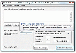 Download MS Word Mail Merge Split Software to divide Mail Merged Documents Software