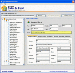 Download Notes Address Book to Excel