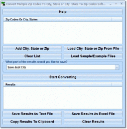 Download Convert Multiple Zip Codes To City, State or City, State To Zip Codes Software